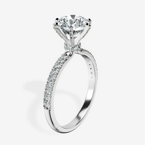 Platinum Mereia Secret Halo Lab Diamond Ring standing product image one