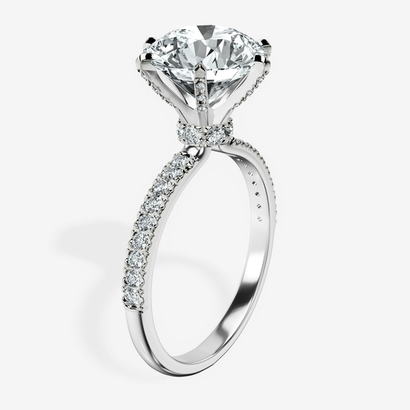 14kt White Gold Mereia Secret Halo Lab Diamond Ring standing product image one