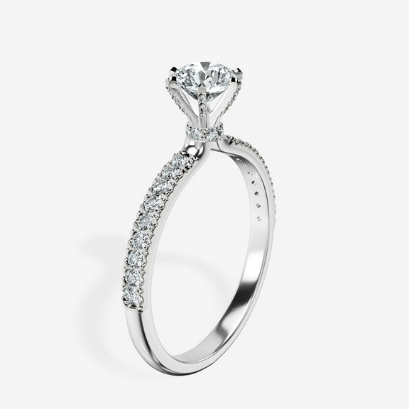18kt White Gold Mereia Secret Halo Lab Diamond Ring standing product image one