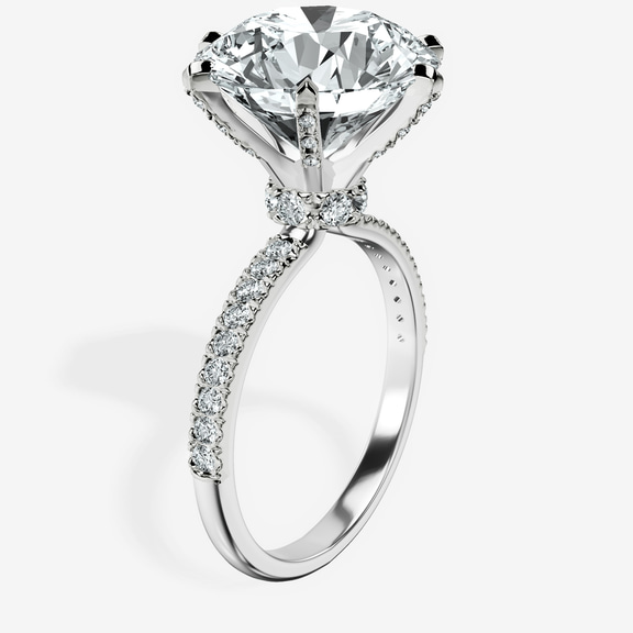 18kt White Gold Mereia Secret Halo Lab Diamond Ring standing product image one