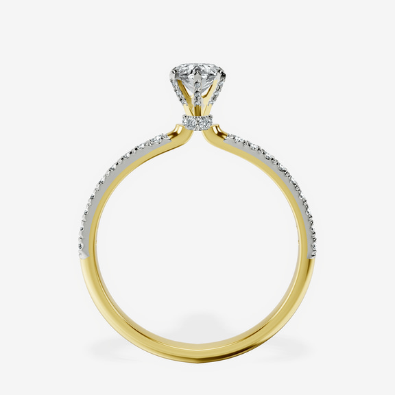 10kt Yellow Gold Mereia Secret Halo Lab Diamond Ring side right image one