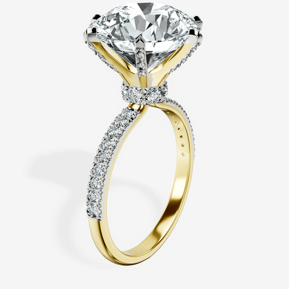 18kt Yellow Gold Mereia Secret Halo Lab Diamond Ring standing product image one