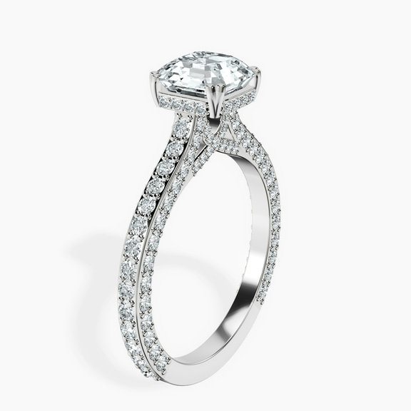 Platinum Eternia Criss Cross Side Halo Lab Diamond Ring standing product image one