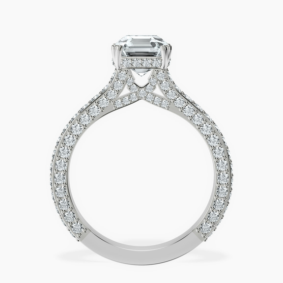 Platinum Eternia Criss Cross Side Halo Lab Diamond Ring side right image one