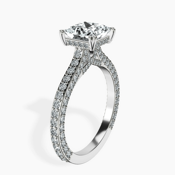 10kt White Gold Eternia Criss Cross Side Halo Lab Diamond Ring standing product image one