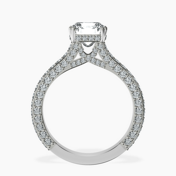 Platinum Eternia Criss Cross Side Halo Lab Diamond Ring side right image one