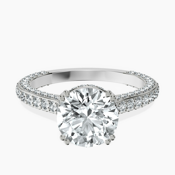 14kt White Gold Eternia Criss Cross Side Halo Lab Diamond Ring front image