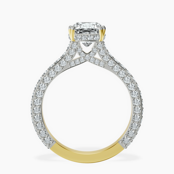 14kt Yellow Gold Eternia Criss Cross Side Halo Lab Diamond Ring side right image one