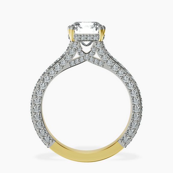 18kt Yellow Gold Eternia Criss Cross Side Halo Lab Diamond Ring side right image one