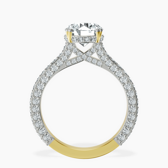 14kt Yellow Gold Eternia Criss Cross Side Halo Lab Diamond Ring side right image one