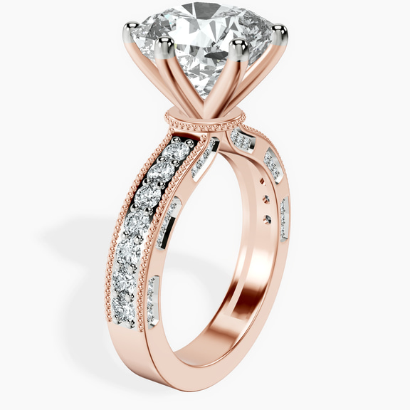 14kt Rose Gold Regalia Milgrain Lab Diamond Ring standing product image one