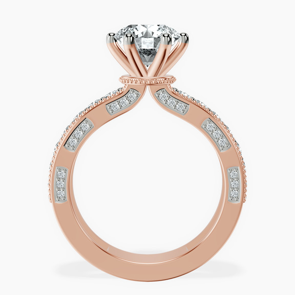 14ct Rose Gold Regalia Milgrain Lab Diamond Ring side right image one
