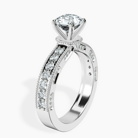 10kt White Gold Regalia Milgrain Lab Diamond Ring standing product image one