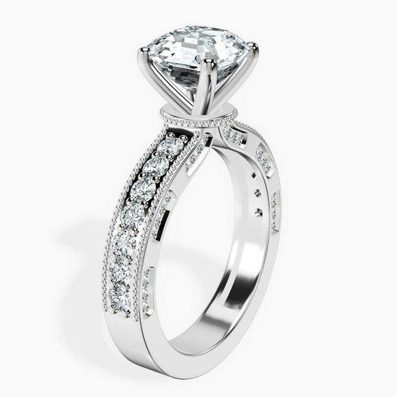14kt White Gold Regalia Milgrain Lab Diamond Ring standing product image one