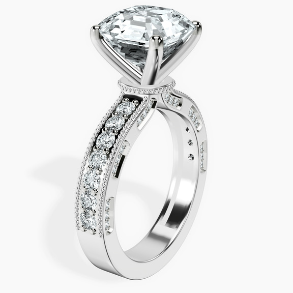 14kt White Gold Regalia Milgrain Lab Diamond Ring standing product image one