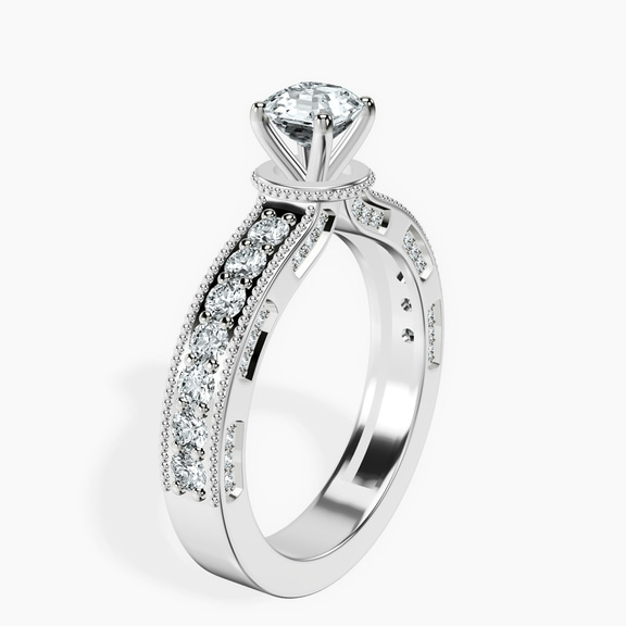 14kt White Gold Regalia Milgrain Lab Diamond Ring standing product image one