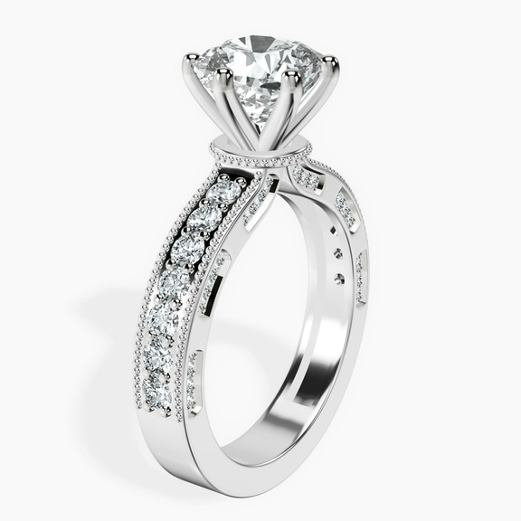 Platinum Regalia Milgrain Lab Diamond Ring standing product image one