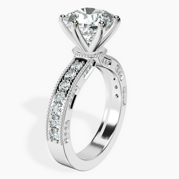 Platinum Regalia Milgrain Lab Diamond Ring standing product image one