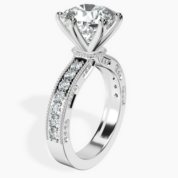 18kt White Gold Regalia Milgrain Lab Diamond Ring standing product image one