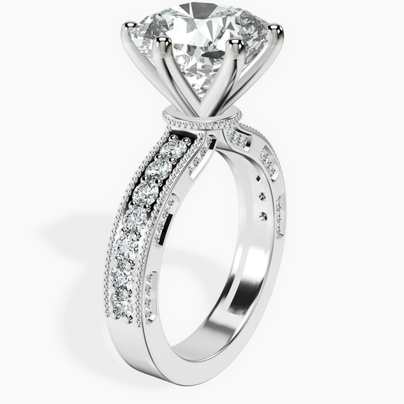 Platinum Regalia Milgrain Lab Diamond Ring standing product image one