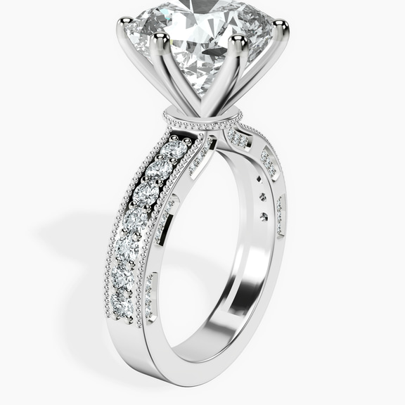 Platinum Regalia Milgrain Lab Diamond Ring standing product image one
