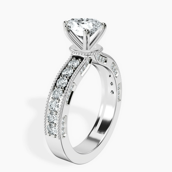 10kt White Gold Regalia Milgrain Lab Diamond Ring standing product image one