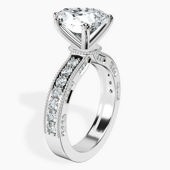Platinum Regalia Milgrain Lab Diamond Ring standing product image one
