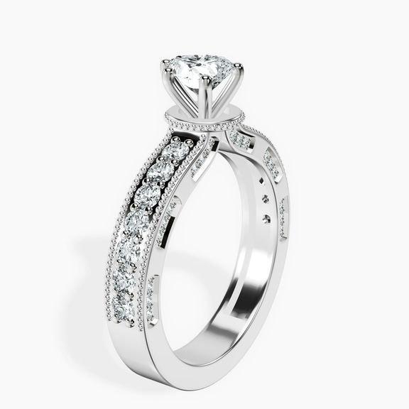 Platinum Regalia Milgrain Lab Diamond Ring standing product image one