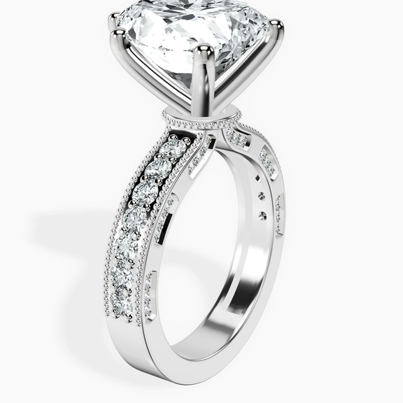10kt White Gold Regalia Milgrain Lab Diamond Ring standing product image one