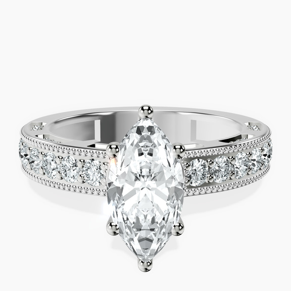 18kt White Gold Regalia Milgrain Lab Diamond Ring front image