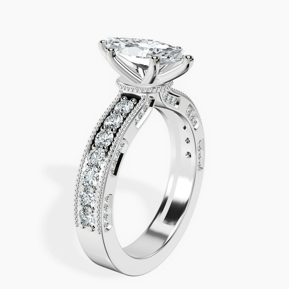 Platinum Regalia Milgrain Lab Diamond Ring standing product image one