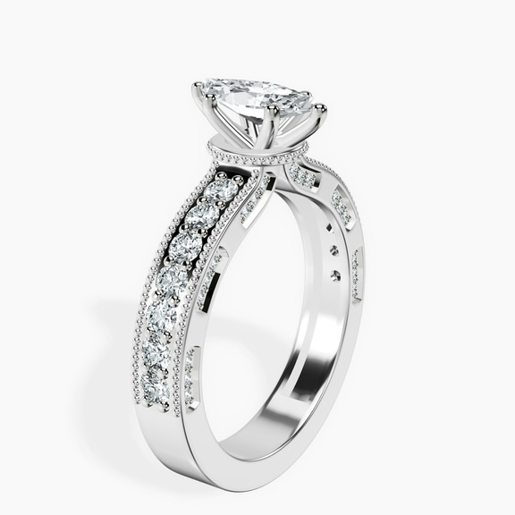 14kt White Gold Regalia Milgrain Lab Diamond Ring standing product image one