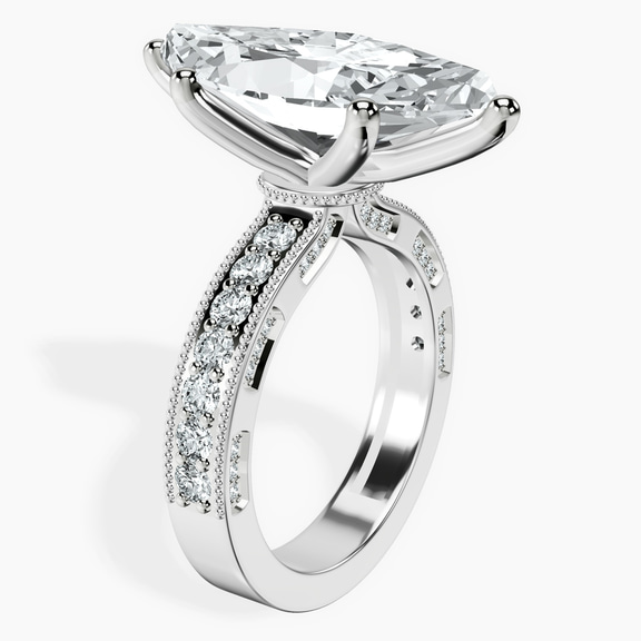 Platinum Regalia Milgrain Lab Diamond Ring standing product image one
