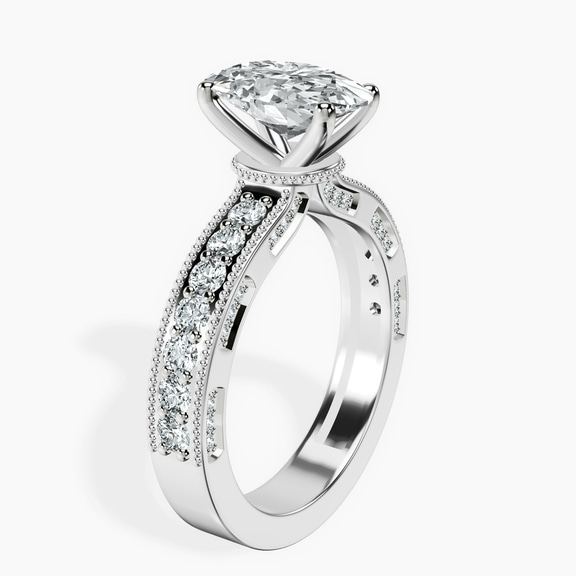 9ct White Gold Regalia Milgrain Lab Diamond Ring standing product image one
