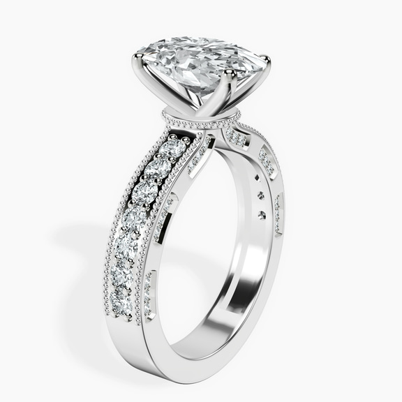 Platinum Regalia Milgrain Lab Diamond Ring standing product image one