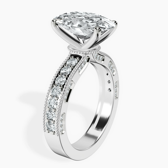 Platinum Regalia Milgrain Lab Diamond Ring standing product image one
