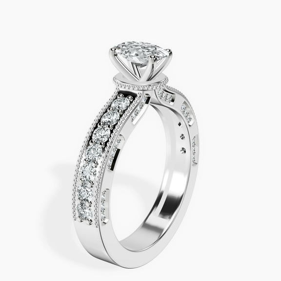 14kt White Gold Regalia Milgrain Lab Diamond Ring standing product image one