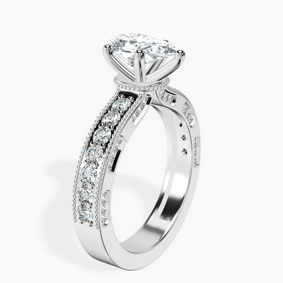 18kt White Gold Regalia Milgrain Lab Diamond Ring standing product image one