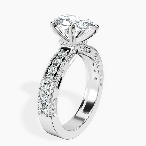 9ct White Gold Regalia Milgrain Lab Diamond Ring standing product image one