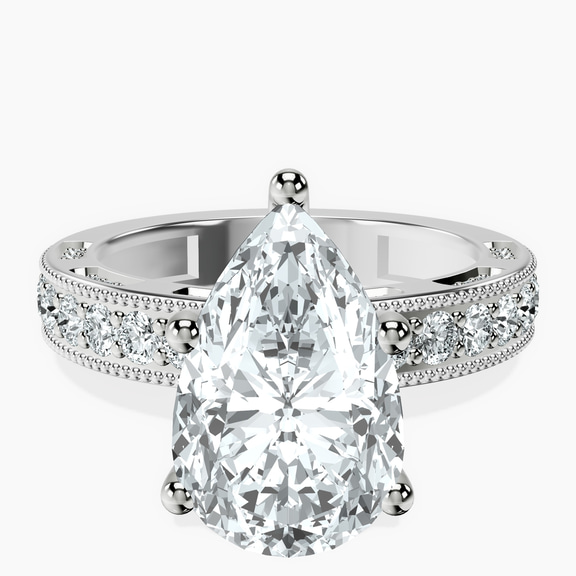 18kt White Gold Regalia Milgrain Lab Diamond Ring front image