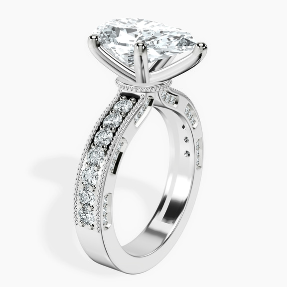 14kt White Gold Regalia Milgrain Lab Diamond Ring standing product image one