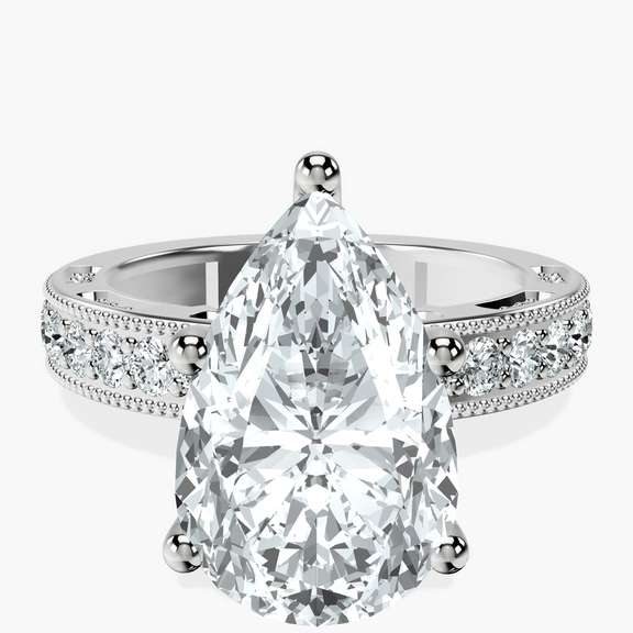 10kt White Gold Regalia Milgrain Lab Diamond Ring front image