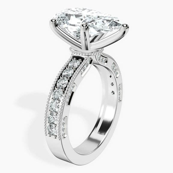 18kt White Gold Regalia Milgrain Lab Diamond Ring standing product image one