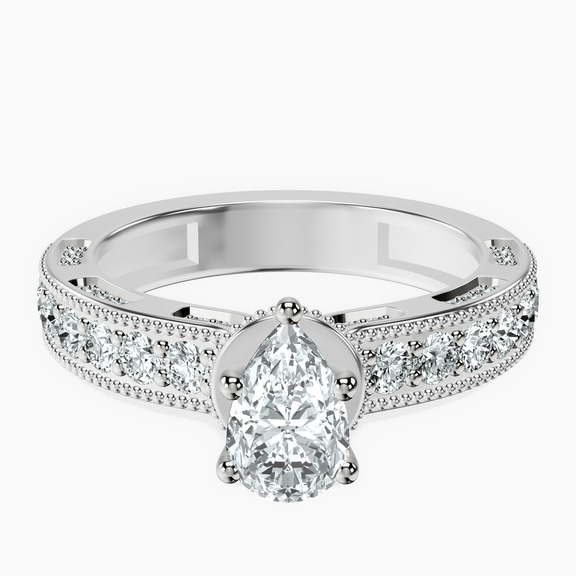 14kt White Gold Regalia Milgrain Lab Diamond Ring front image