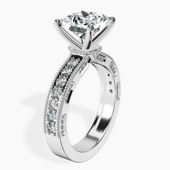 14kt White Gold Regalia Milgrain Lab Diamond Ring standing product image one