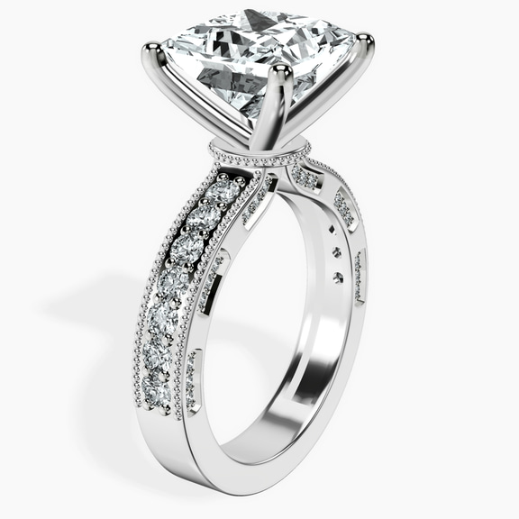 18kt White Gold Regalia Milgrain Lab Diamond Ring standing product image one