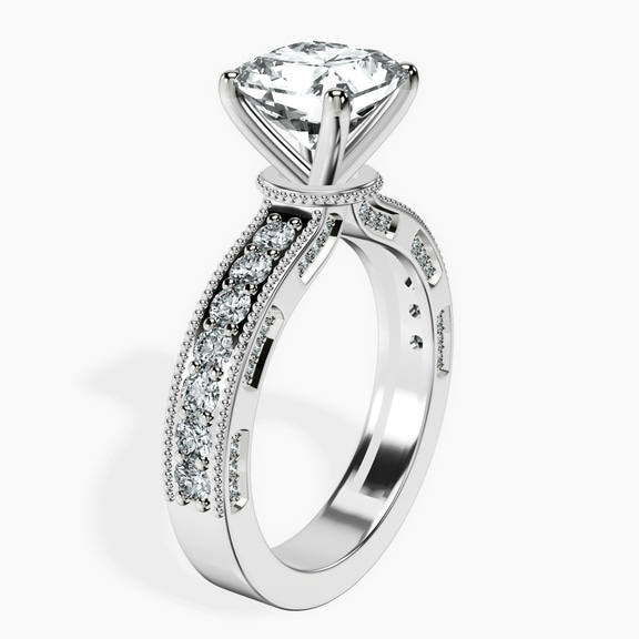 Platinum Regalia Milgrain Lab Diamond Ring standing product image one