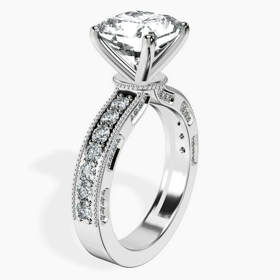 Platinum Regalia Milgrain Lab Diamond Ring standing product image one