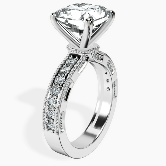 Platinum Regalia Milgrain Lab Diamond Ring standing product image one