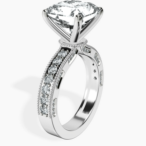 Platinum Regalia Milgrain Lab Diamond Ring standing product image one
